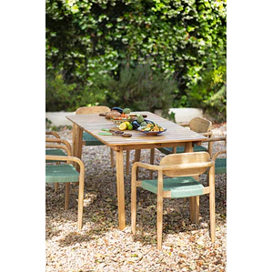 Mesa de jardín 90-150x90 cm extensible en madera de eucalipto Hala