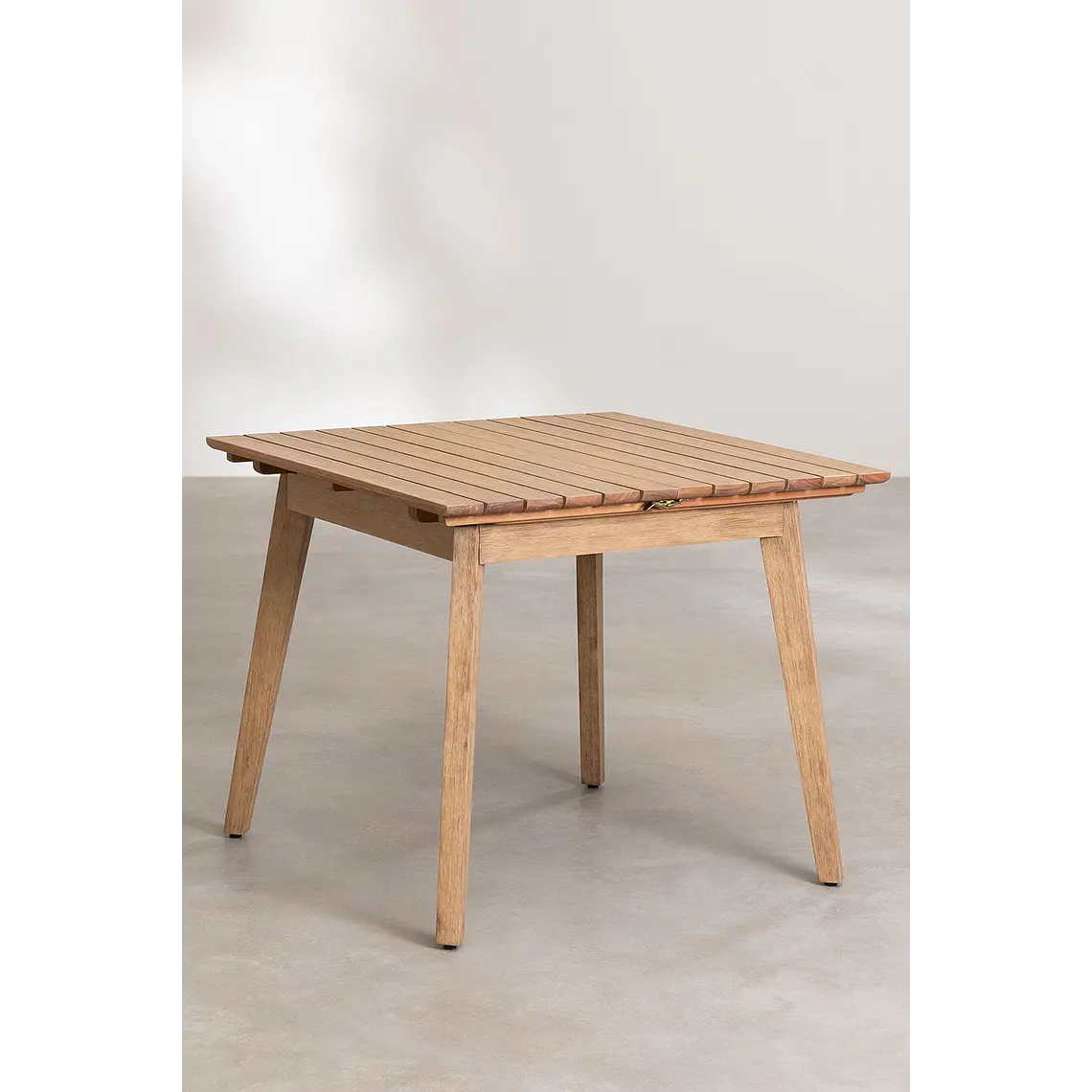 Mesa de jardín 90-150x90 cm extensible en madera de eucalipto Hala 3