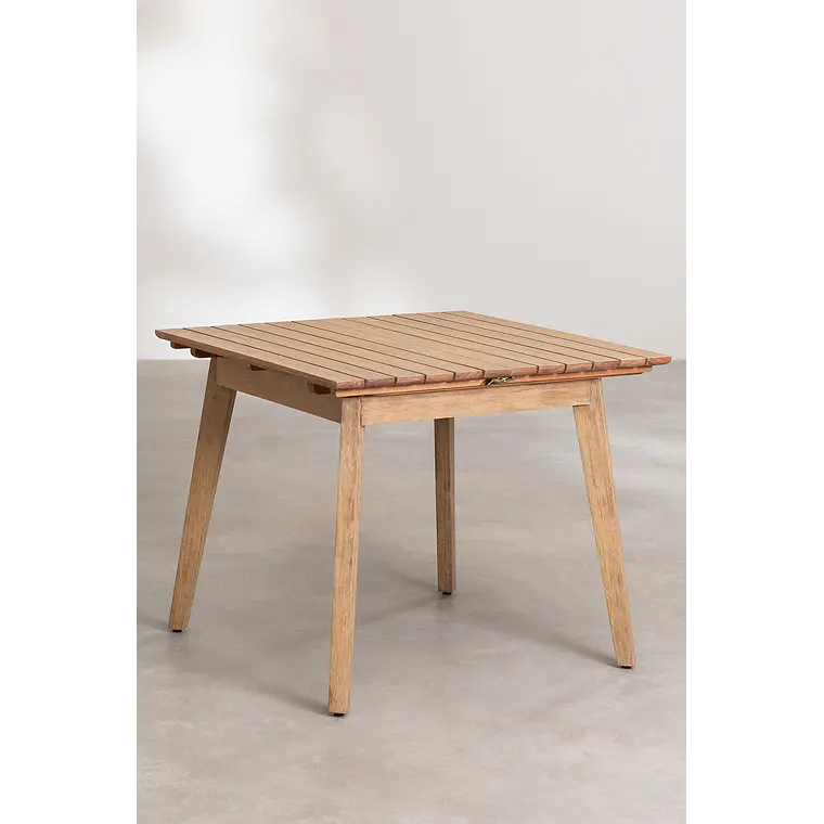 Mesa de jardín 90-150x90 cm extensible en madera de eucalipto Hala 3
