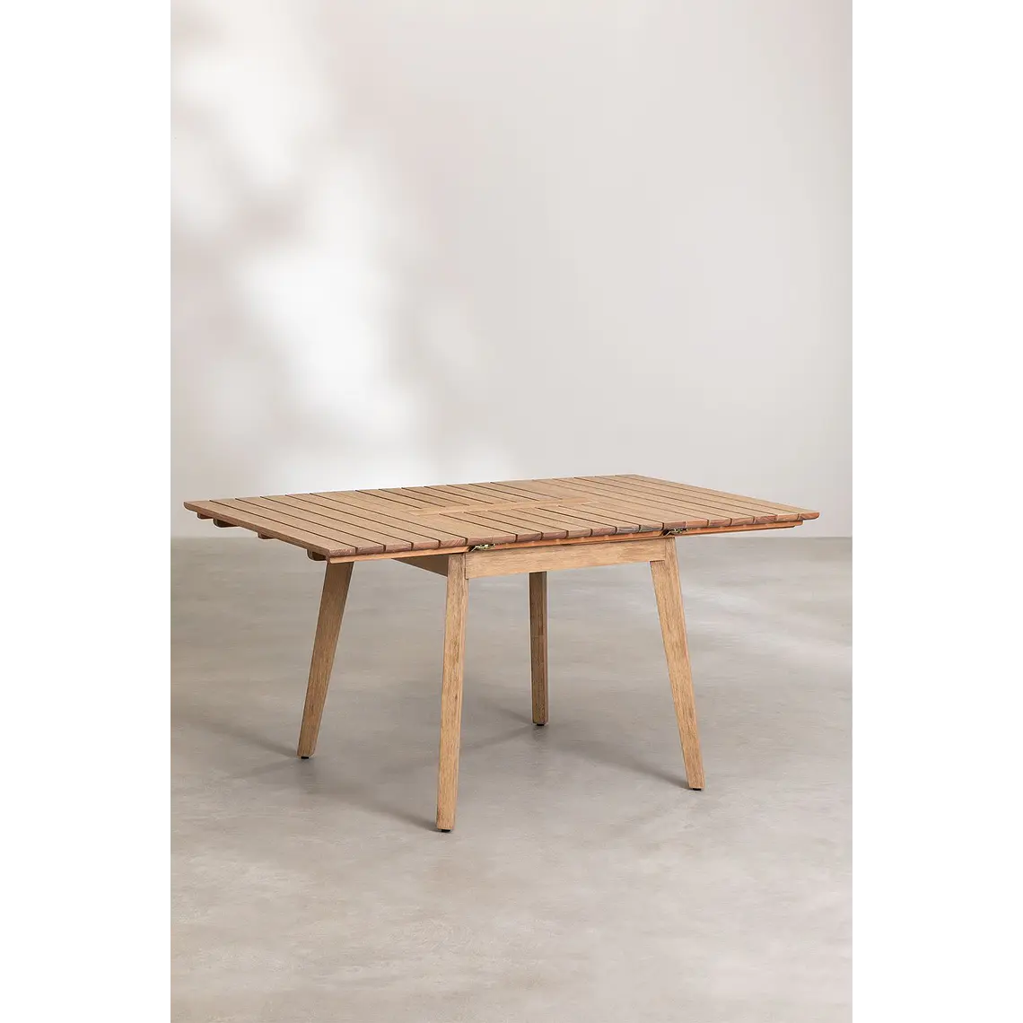 Mesa de jardín 90-150x90 cm extensible en madera de eucalipto Hala 4