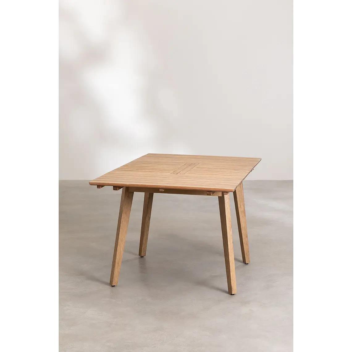 Mesa de jardín 90-150x90 cm extensible en madera de eucalipto Hala 5