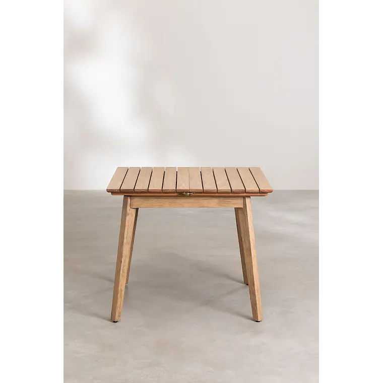 Mesa de jardín 90-150x90 cm extensible en madera de eucalipto Hala 6