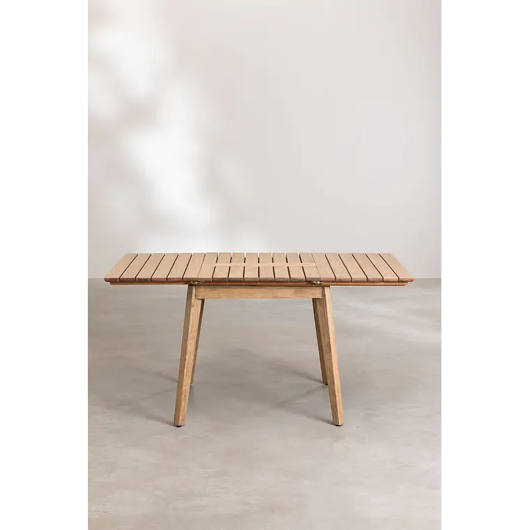 Mesa de jardín 90-150x90 cm extensible en madera de eucalipto Hala 7