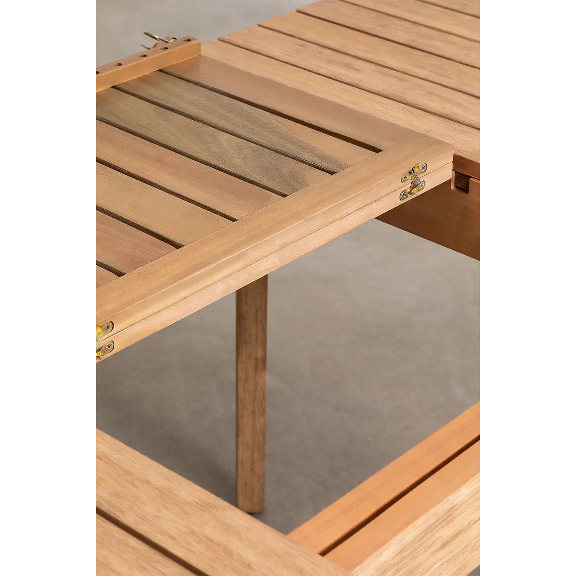 Mesa de jardín 90-150x90 cm extensible en madera de eucalipto Hala 9