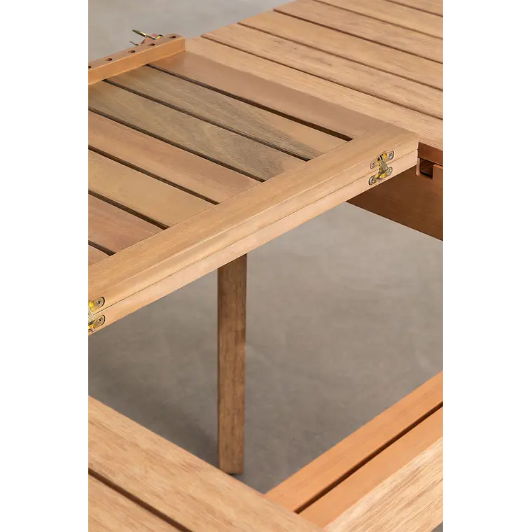 Mesa de jardín 90-150x90 cm extensible en madera de eucalipto Hala 9
