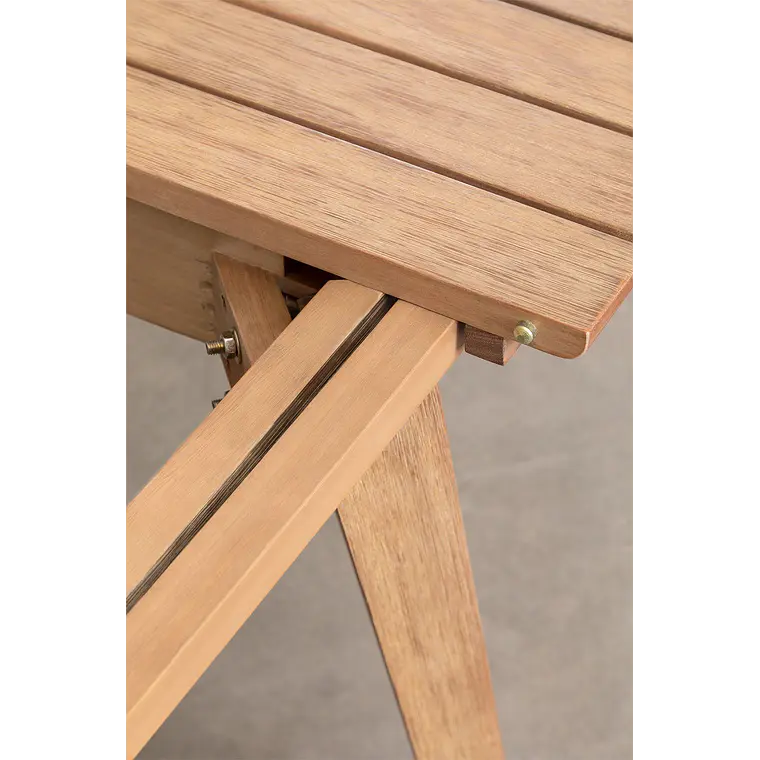 Mesa de jardín 90-150x90 cm extensible en madera de eucalipto Hala 11