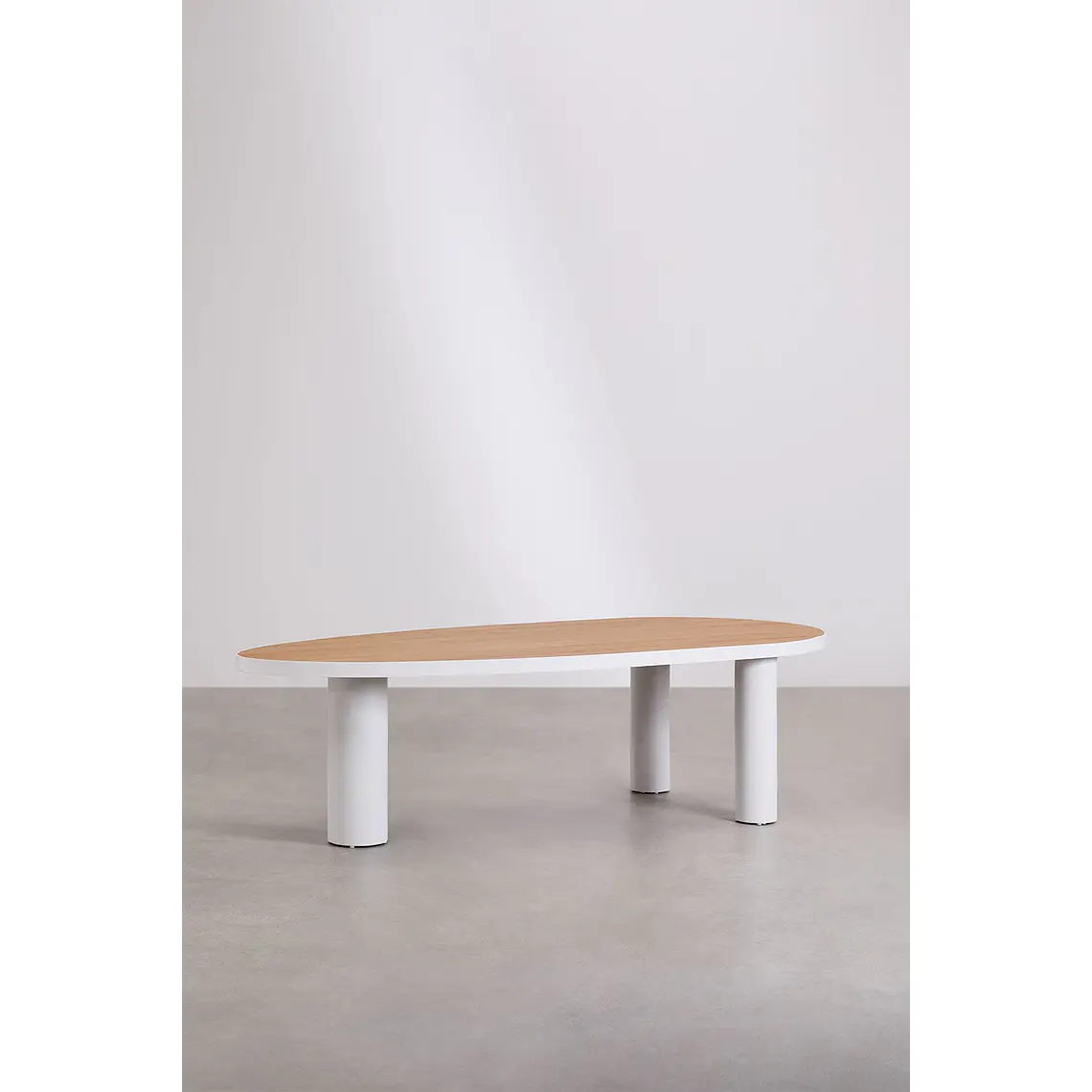 Mesa de jardín ovalada 260x110 cm en aluminio y madera de teca Solena 2
