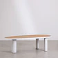 Mesa de jardín ovalada 260x110 cm en aluminio y madera de teca Solena - Miniatura 2