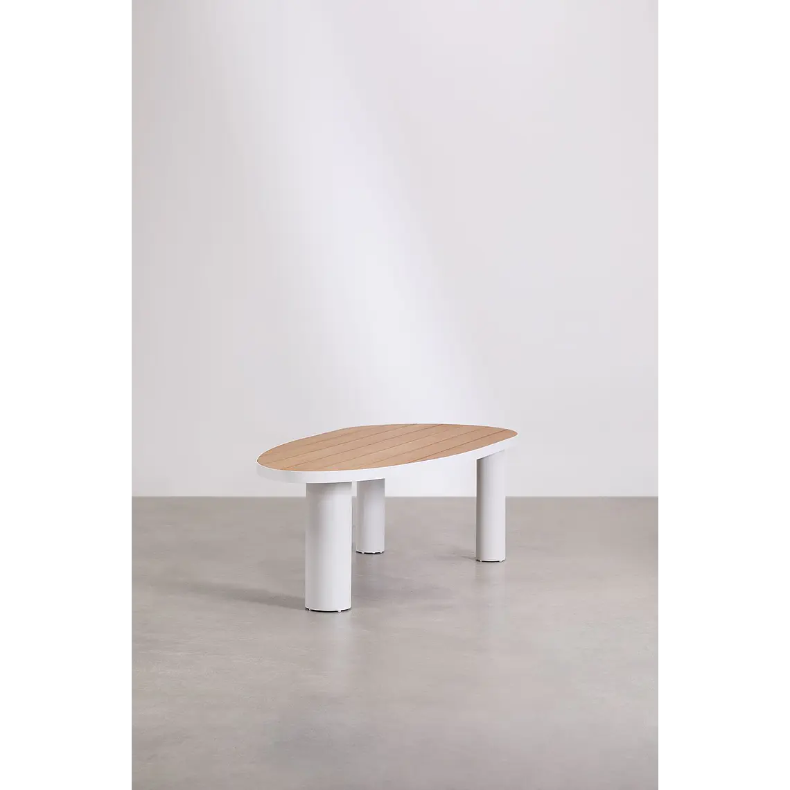 Mesa de jardín ovalada 260x110 cm en aluminio y madera de teca Solena 3