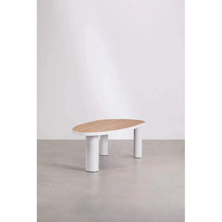 Mesa de jardín ovalada 260x110 cm en aluminio y madera de teca Solena 3