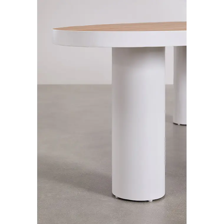 Mesa de jardín ovalada 260x110 cm en aluminio y madera de teca Solena 5