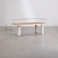 Mesa de jardín ovalada 260x110 cm en aluminio y madera de teca Solena - Miniatura 8