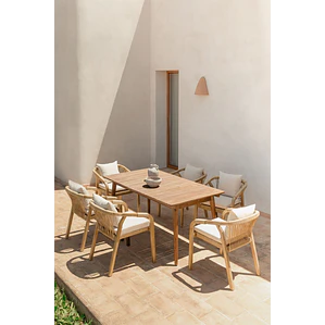 Mesa de jardín rectangular 160-210x90 cm extensible en madera de acacia Fiora