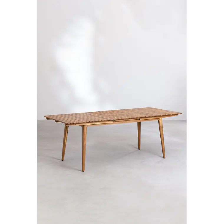 Mesa de jardín rectangular 160-210x90 cm extensible en madera de acacia Fiora 3