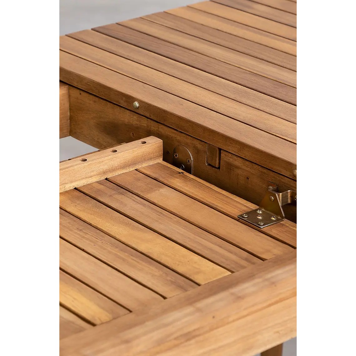 Mesa de jardín rectangular 160-210x90 cm extensible en madera de acacia Fiora 8