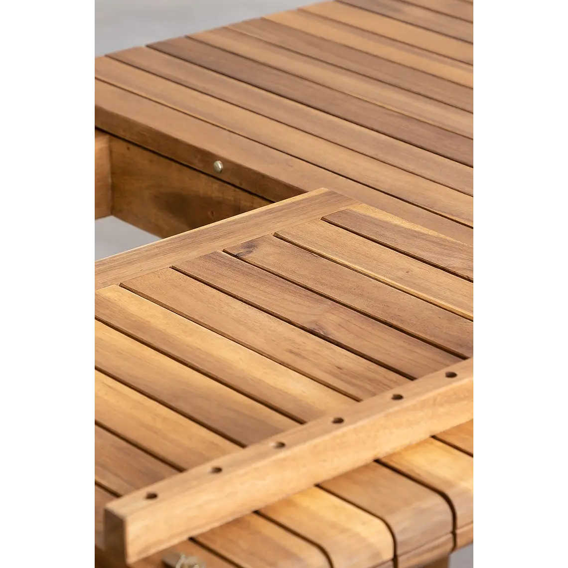 Mesa de jardín rectangular 160-210x90 cm extensible en madera de acacia Fiora 9