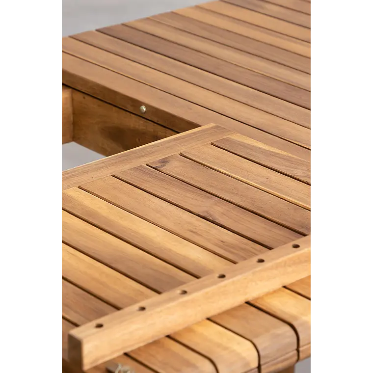 Mesa de jardín rectangular 160-210x90 cm extensible en madera de acacia Fiora 9