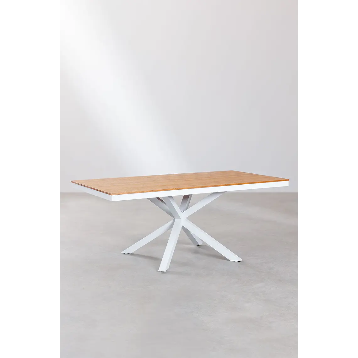 Mesa de jardín rectangular 180x100 cm en madera de eucalipto y aluminio Rava 3