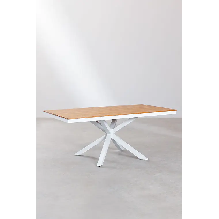 Mesa de jardín rectangular 180x100 cm en madera de eucalipto y aluminio Rava 3