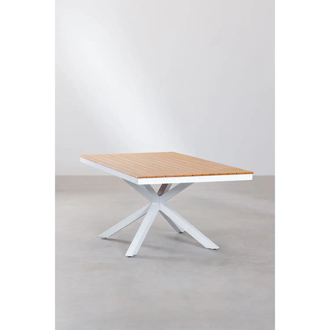 Mesa de jardín rectangular 180x100 cm en madera de eucalipto y aluminio Rava 4