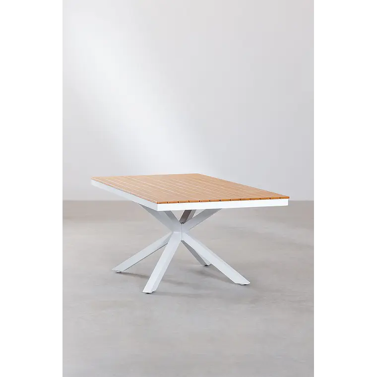 Mesa de jardín rectangular 180x100 cm en madera de eucalipto y aluminio Rava 4
