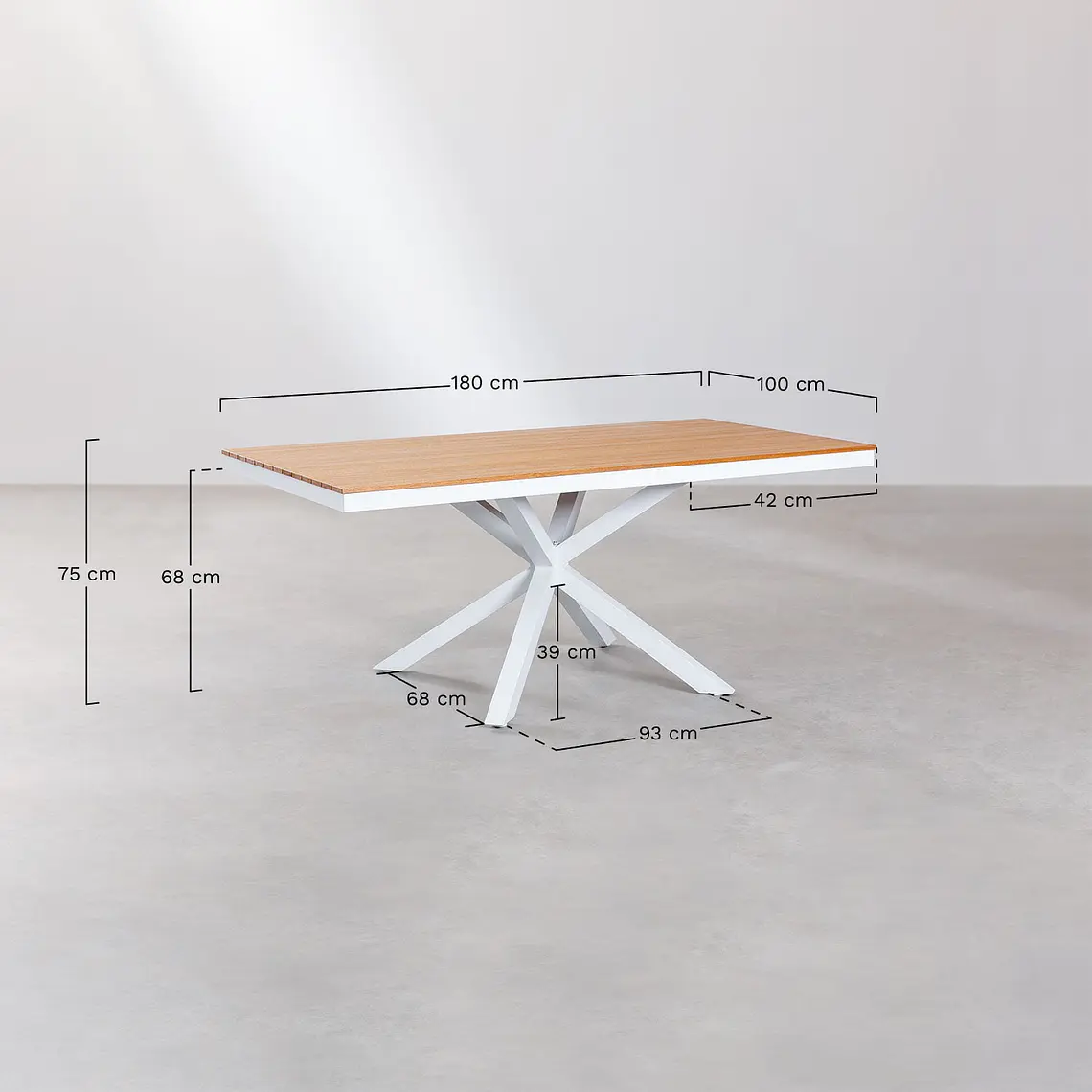 Mesa de jardín rectangular 180x100 cm en madera de eucalipto y aluminio Rava 8