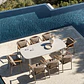 Mesa de jardín rectangular 220-280x100 cm extensible en cerámica y aluminio Halena - Miniatura 1