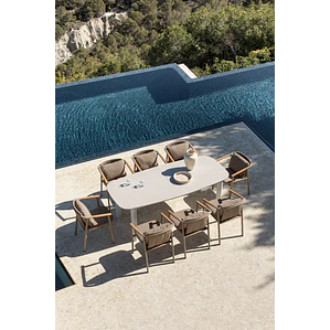 Mesa de jardín rectangular 220-280x100 cm extensible en cerámica y aluminio Halena