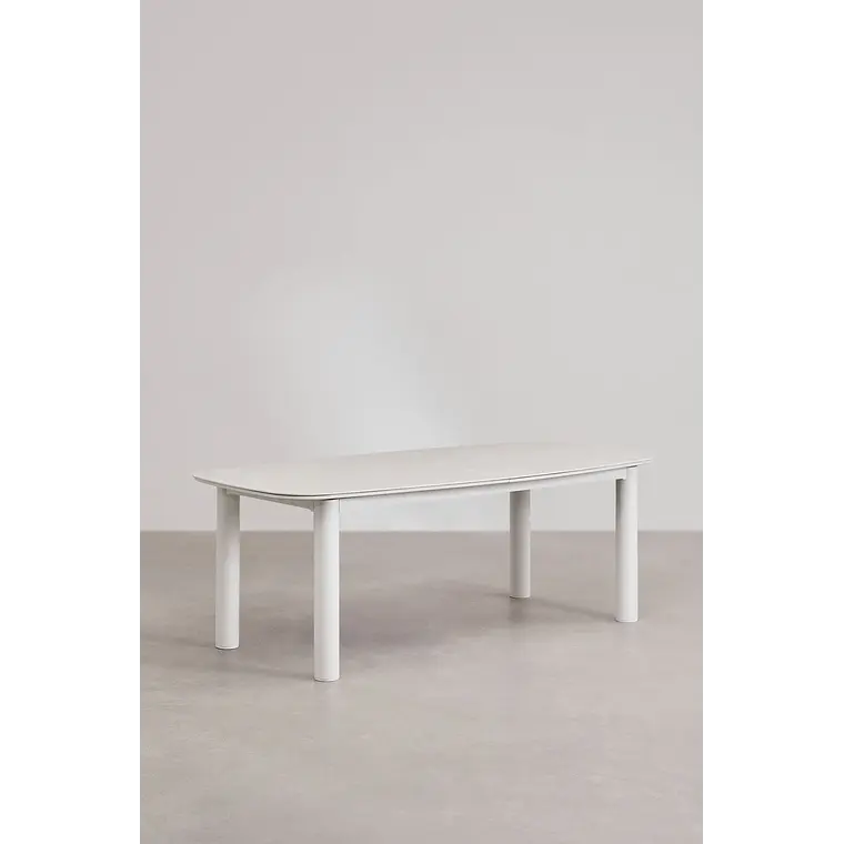 Mesa de jardín rectangular 220-280x100 cm extensible en cerámica y aluminio Halena 3