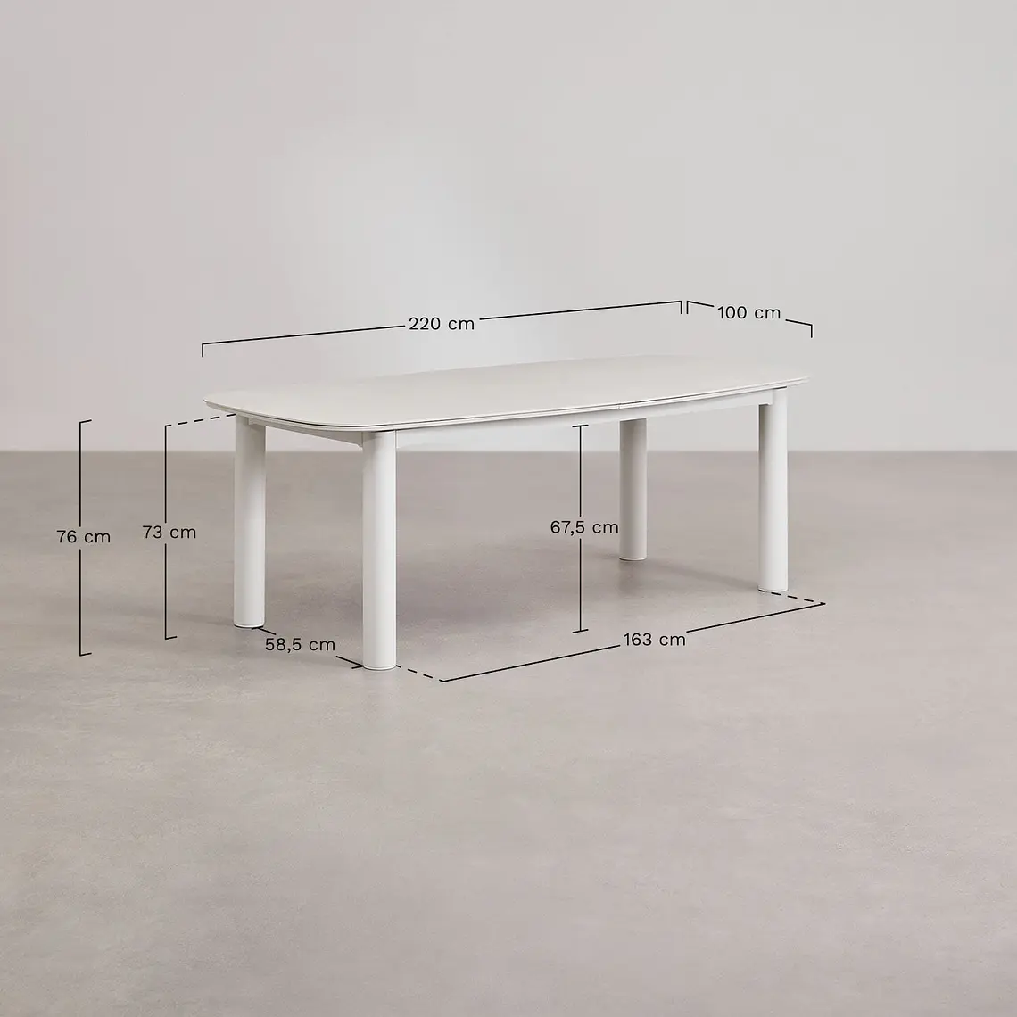 Mesa de jardín rectangular 220-280x100 cm extensible en cerámica y aluminio Halena 11