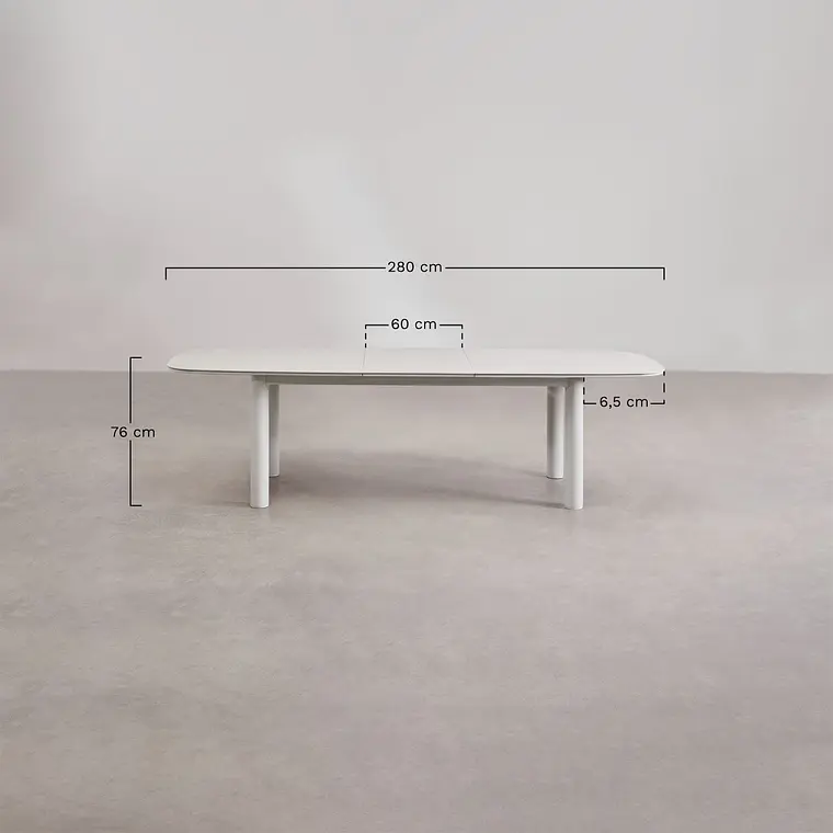 Mesa de jardín rectangular 220-280x100 cm extensible en cerámica y aluminio Halena 12