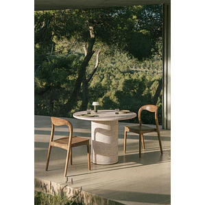 Mesa de jardín redonda Ø100 cm en cemento look travertino Marina