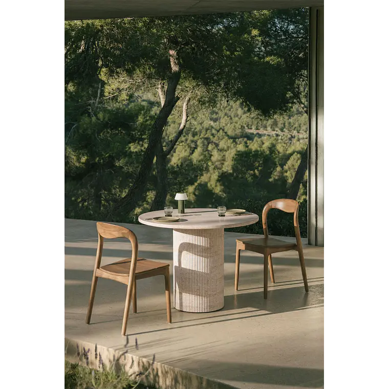 Mesa de jardín redonda Ø100 cm en cemento look travertino Marina 2