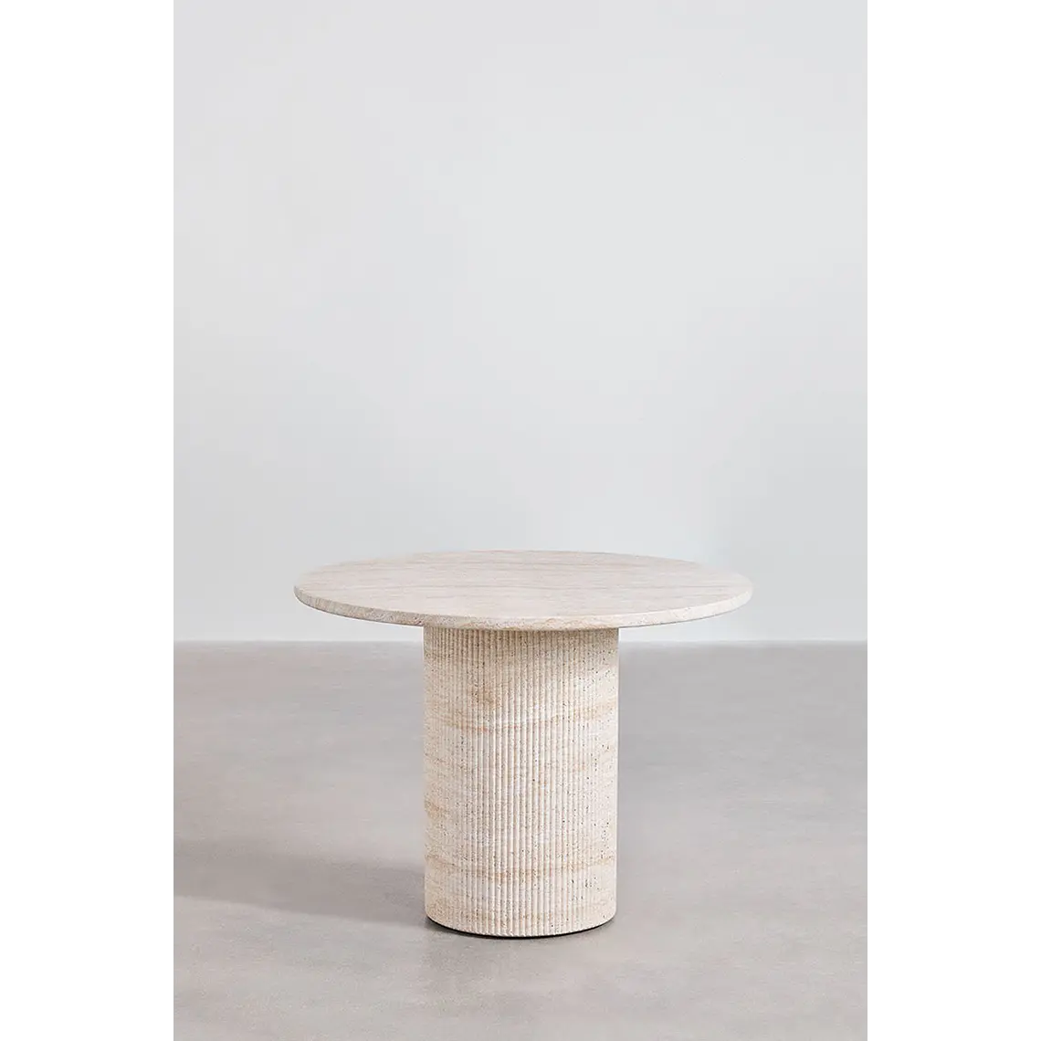 Mesa de jardín redonda Ø100 cm en cemento look travertino Marina 4