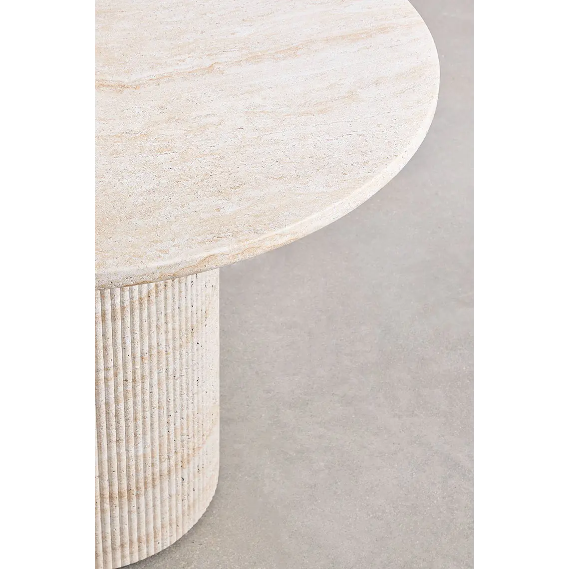 Mesa de jardín redonda Ø100 cm en cemento look travertino Marina 5