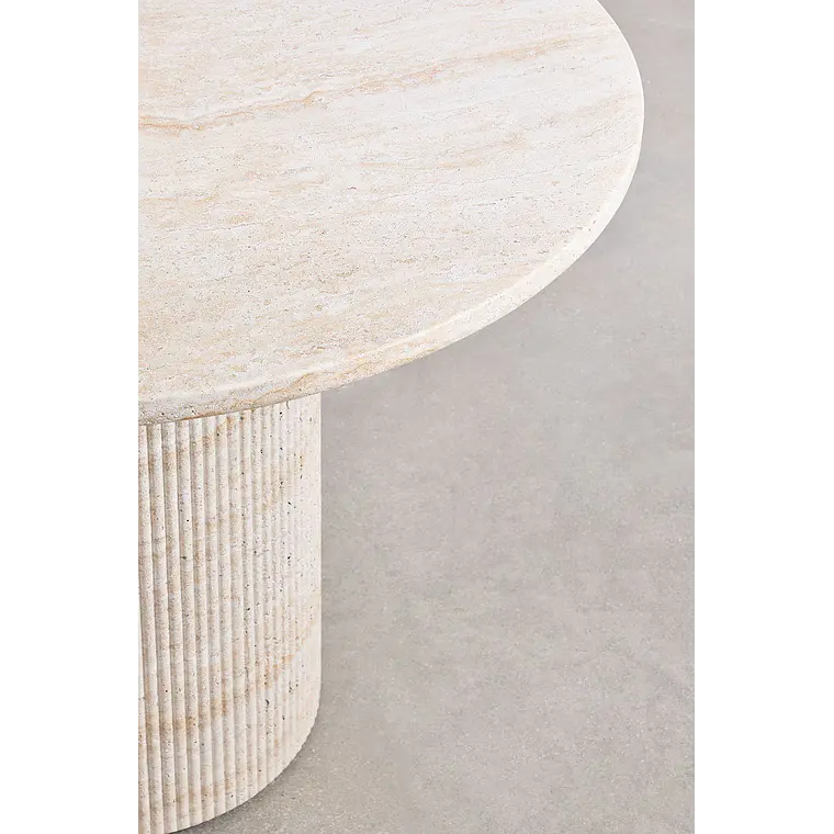 Mesa de jardín redonda Ø100 cm en cemento look travertino Marina 5