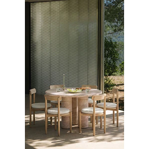 Mesa de jardín redonda Ø120 cm en cemento look travertino Melina