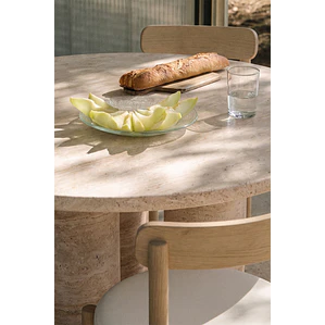 Mesa de jardín redonda Ø120 cm en cemento look travertino Melina