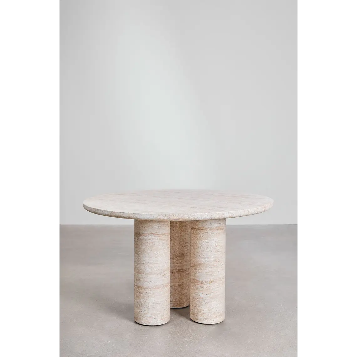Mesa de jardín redonda Ø120 cm en cemento look travertino Melina 3