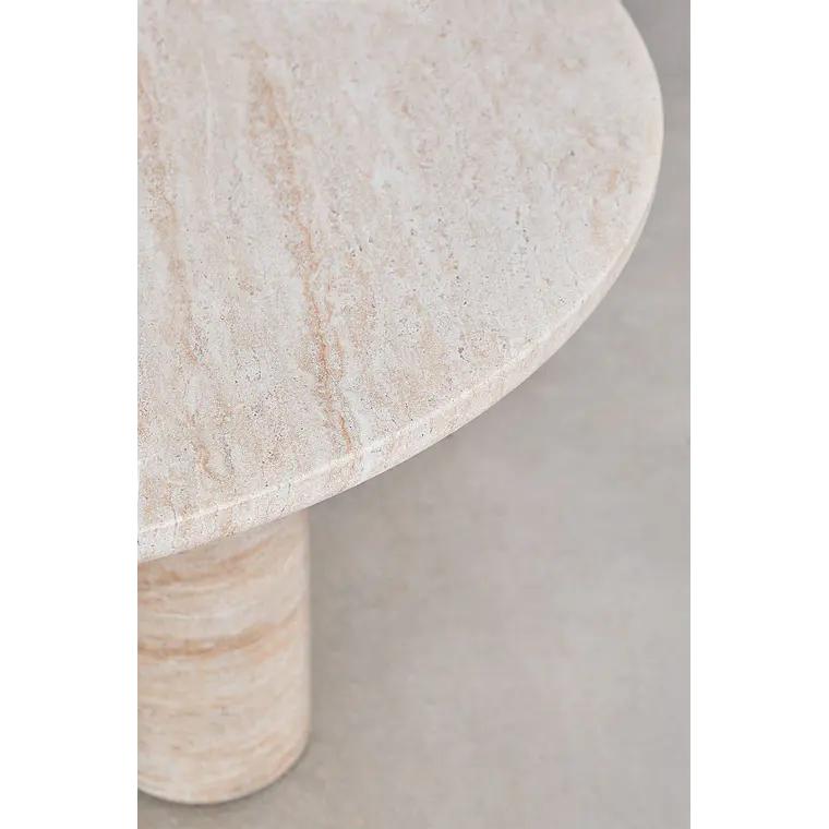 Mesa de jardín redonda Ø120 cm en cemento look travertino Melina 4