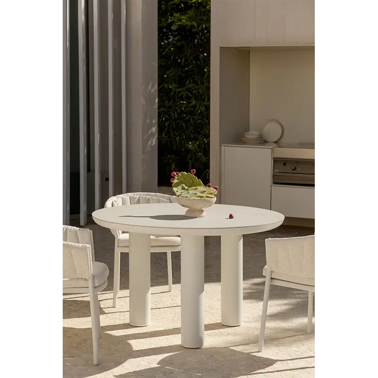 Mesa de jardín redonda Ø120 cm en cerámica y aluminio Garena 1