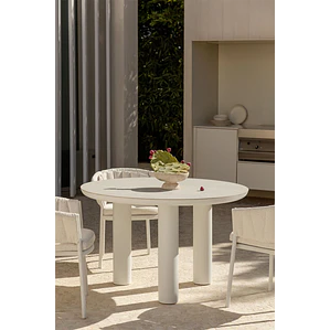 Mesa de jardín redonda Ø120 cm en cerámica y aluminio Garena