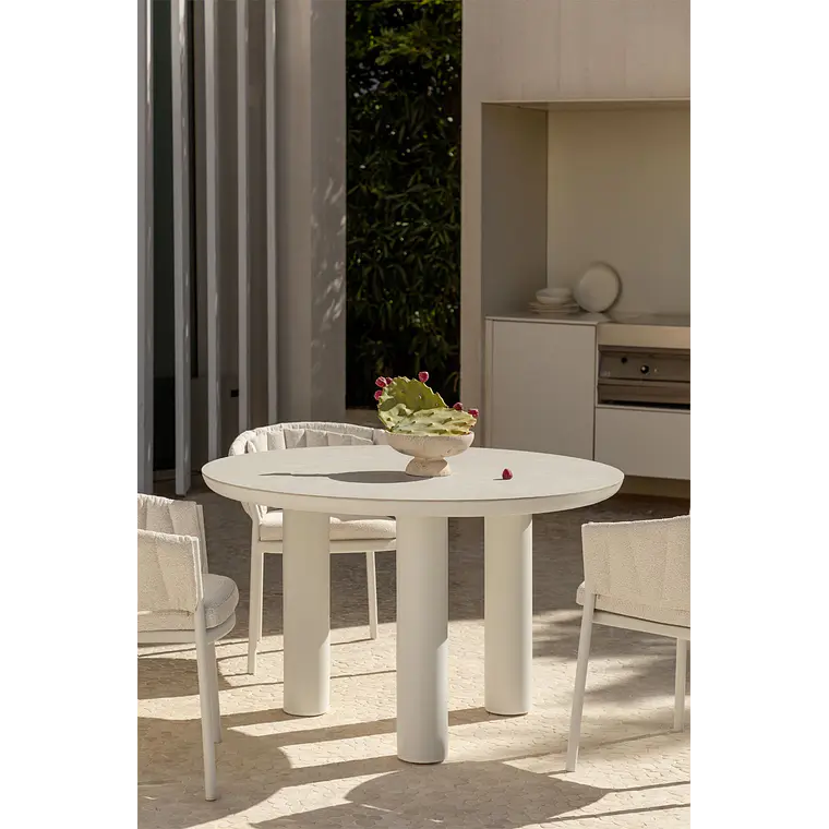 Mesa de jardín redonda Ø120 cm en cerámica y aluminio Garena 2
