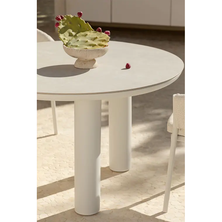 Mesa de jardín redonda Ø120 cm en cerámica y aluminio Garena 3