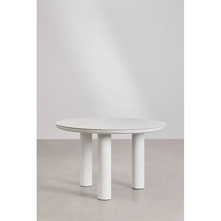 Mesa de jardín redonda Ø120 cm en cerámica y aluminio Garena 4
