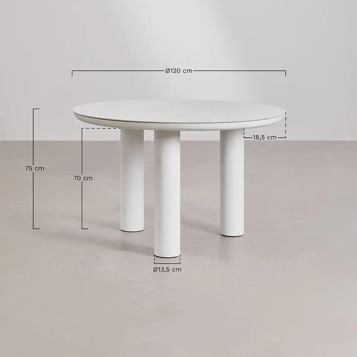 Mesa de jardín redonda Ø120 cm en cerámica y aluminio Garena 8