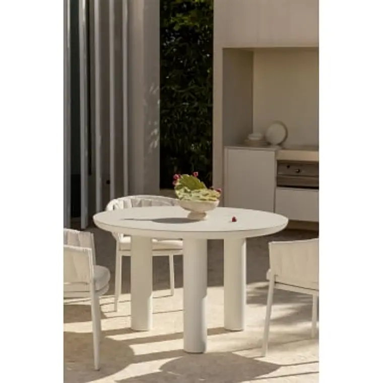 Mesa de jardín redonda Ø120 cm en cerámica y aluminio Garena 9