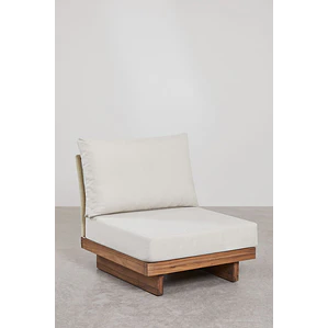 Módulo central para sofá modular de jardín en madera de acacia y cuerda trenzada Selena