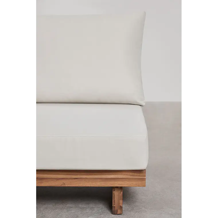 Módulo central para sofá modular de jardín en madera de acacia y cuerda trenzada Selena 5
