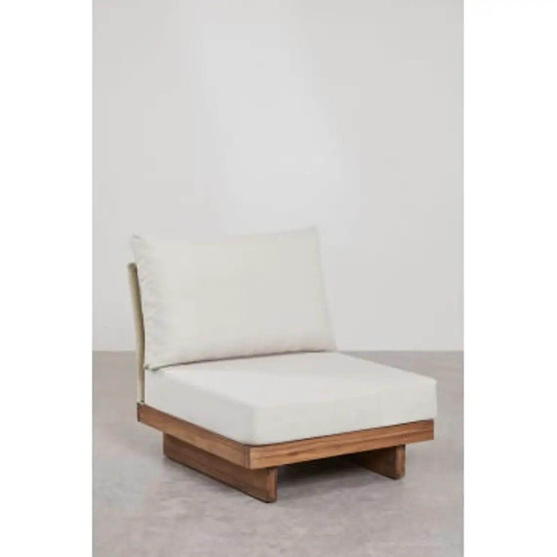 Módulo central para sofá modular de jardín en madera de acacia y cuerda trenzada Selena 11